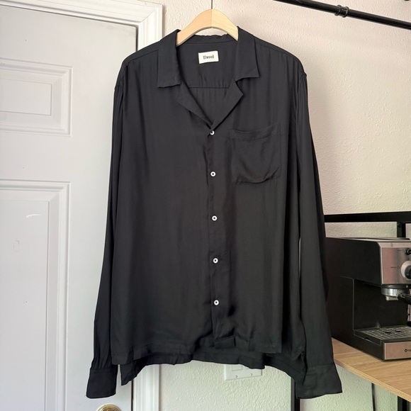 ELWOOD black rayon oversized long sleeve button up shirt